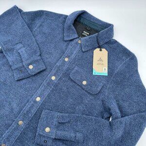 prAna Men's IncrediWool Wooly Bird Fleece L/S Overshirt, Size Med., Stormy Night